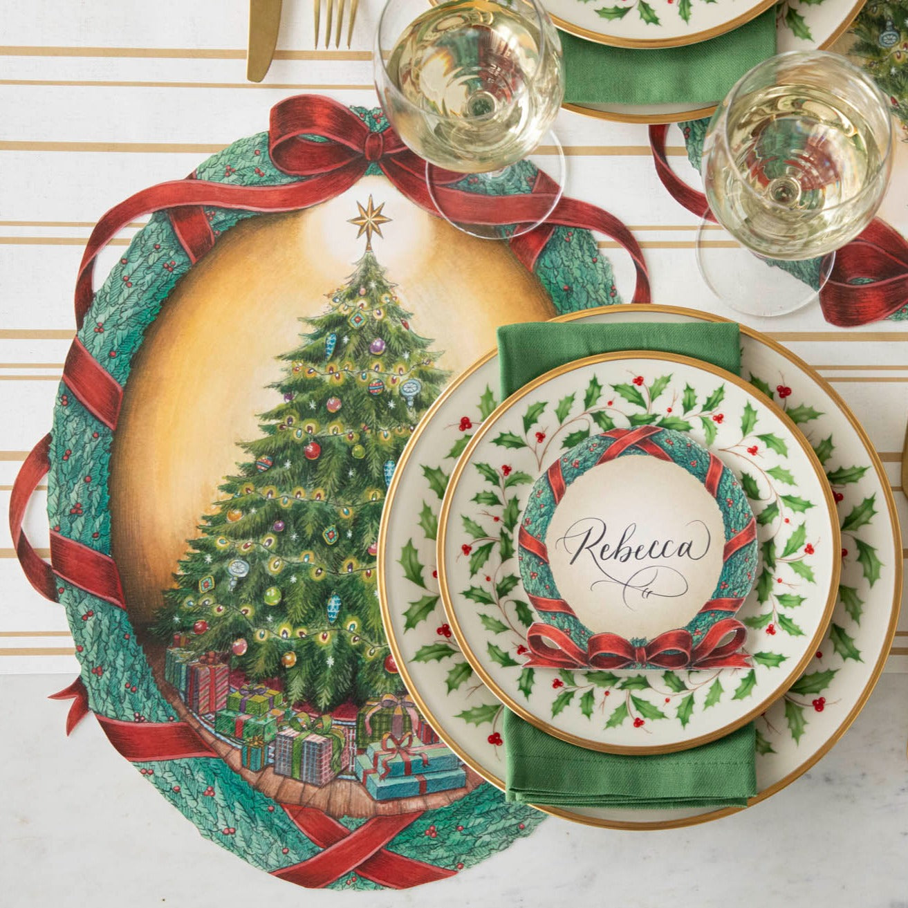 Christmas Wreath Die-Cut Placemat - Holiday Table Decor for Festive Dining & Seasonal Home Decor
