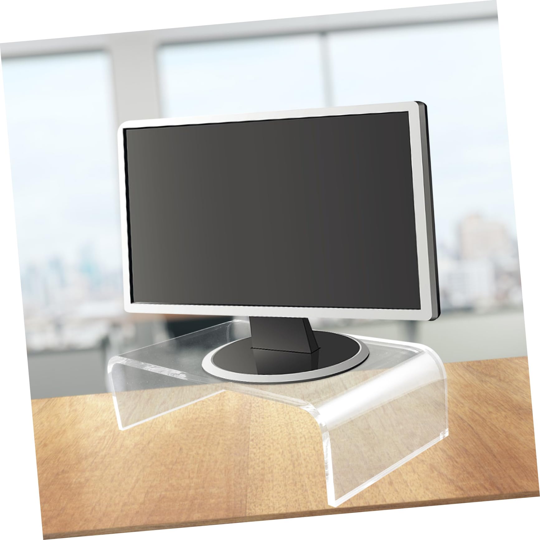 DIYEAH Clear Acrylic Computer Monitor Riser - Adjustable Laptop Stand, Printer Shelf, Screen Desk Organizer for Home Office, Gaming Setup, and Workspace Efficiency