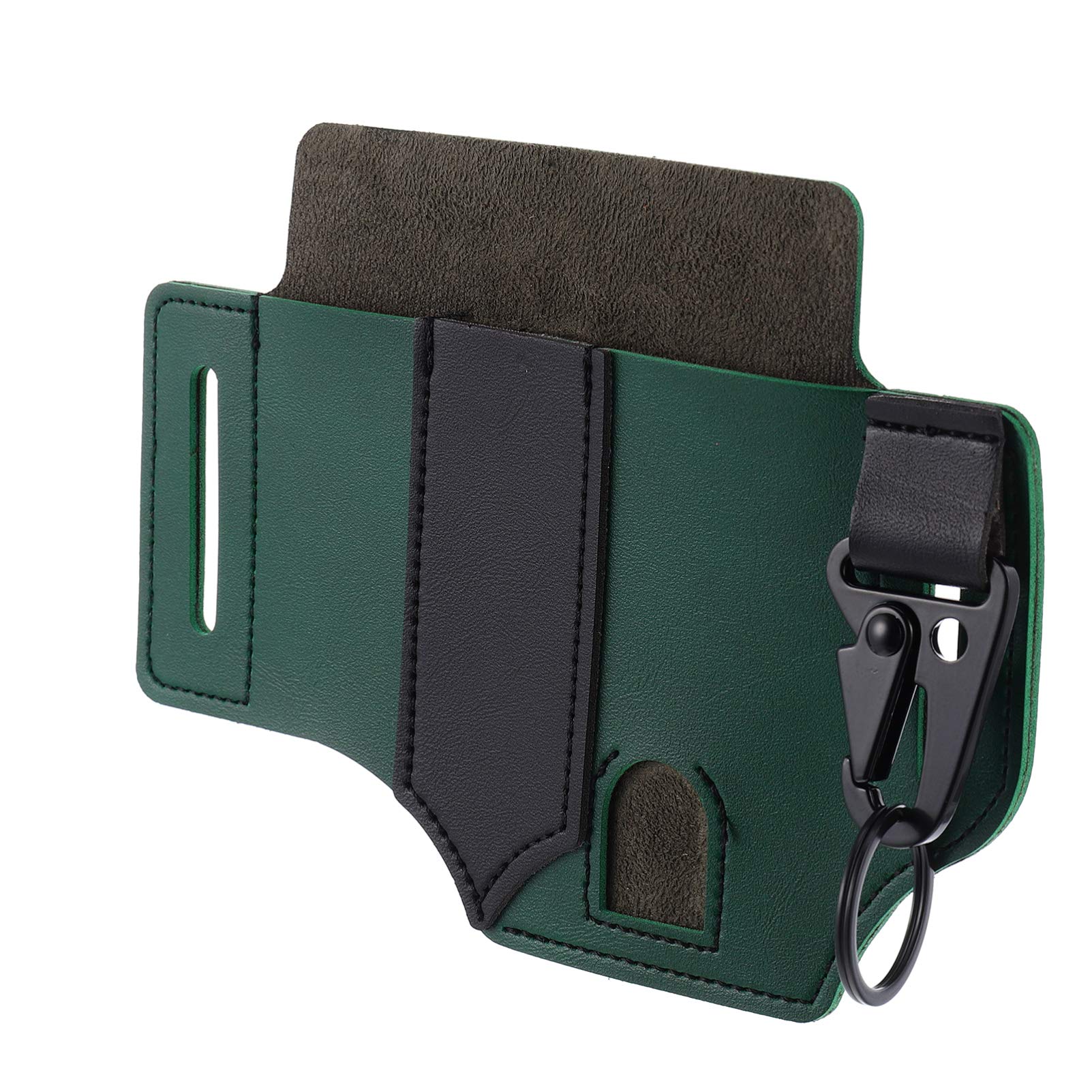 DOITOOL Leather Waist Bag for Gym, EDC, & Gardening - Multi-Pocket Tool Pouch with Keychain & Flashlight Holder - Green Tactical Belt Bag for Hiking, Camping & Outdoor Activities