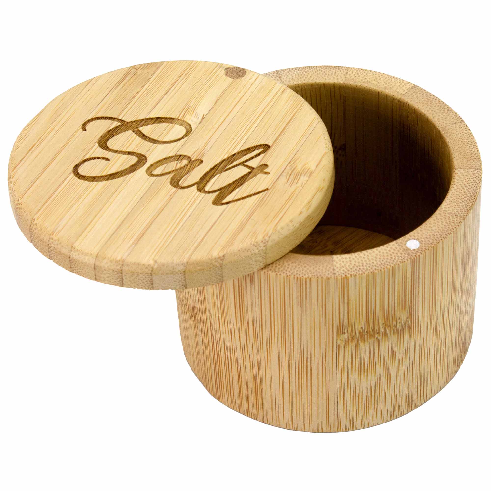 6 Oz. Salt Script Engraved Salt Cellar - Premium Ceramic Salt Container for Kitchen & Dining - Perfect for Cooking, Baking & Tabletop Seasoning