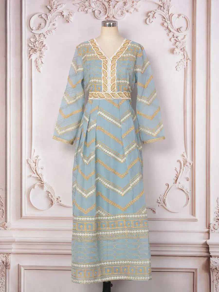 Elegant Eid Embroidery Caftan Dress for Women - Party & Wedding Guest Outfit - Flowy Moroccan Kaftan #25203 | Perfect for Special Occasions, Festive Celebrations and Bridal Showers