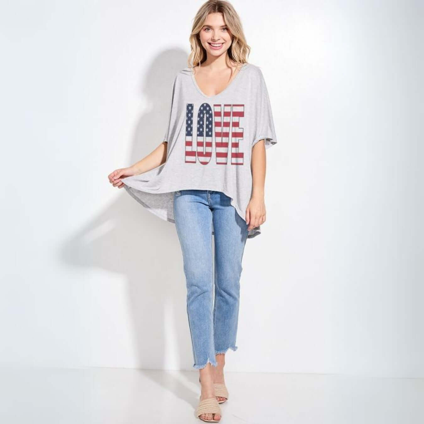 Patriotic Love Graphic T-Shirt - Made in USA | American Flag Pride Tee for Men & Women - Perfect for 4th of July, Veterans Day & Patriotic Events