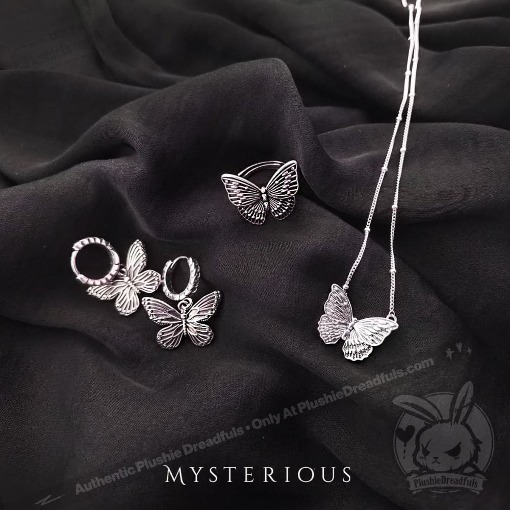 Royal Blue Butterfly Silver Jewelry Set - Elegant Necklace & Earrings for Women - Perfect for Weddings, Parties & Special Occasions