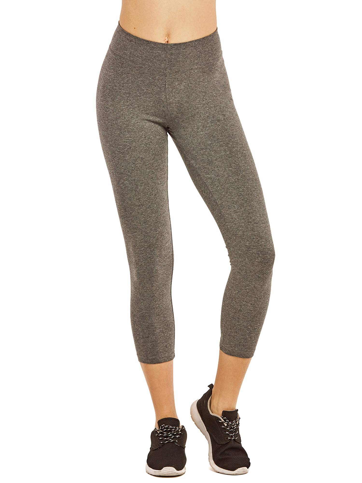 Soft Cotton Stretch Capri Leggings for Women - Lightweight, Comfortable & Plus Size Activewear in Charcoal Grey | Perfect for Yoga, Running & Casual Wear