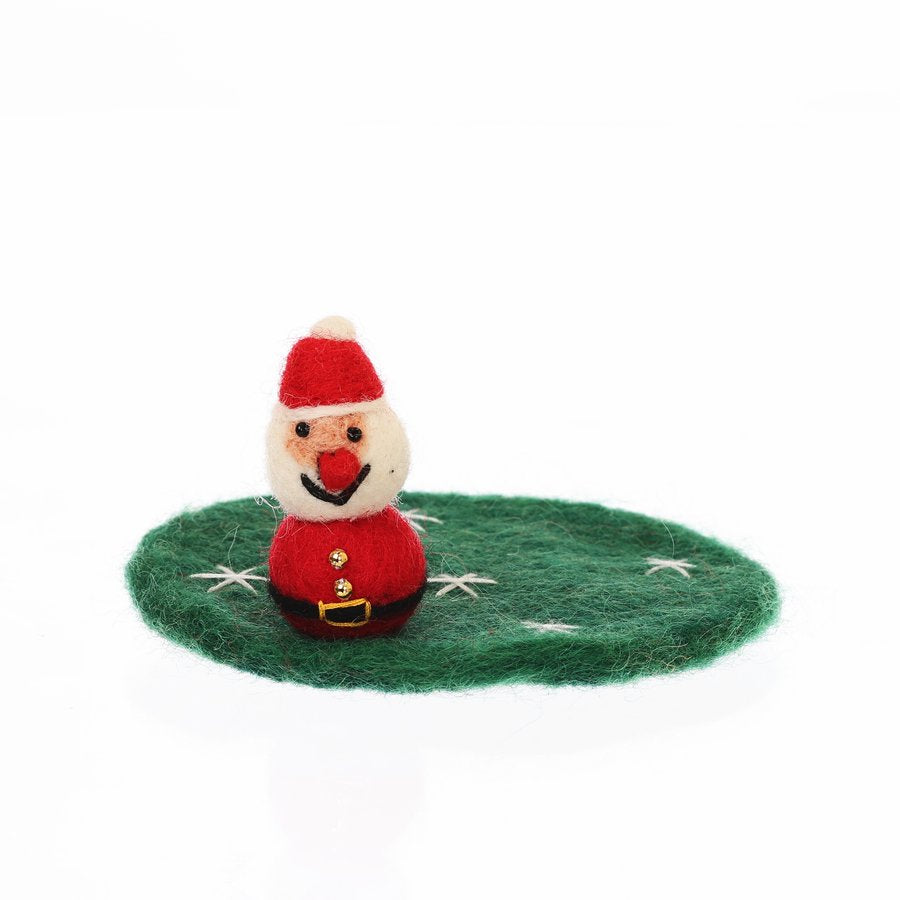 Premium MARKS Felt Coasters - Santa Claus Holiday Design (Set of 4, 10g) - Absorbent Drink Protectors for Christmas Parties, Home Decor & Gift Giving