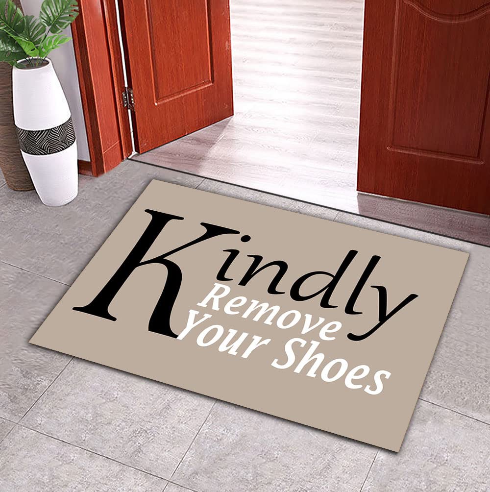 Funny 'Please Remove Your Shoes' Doormat - Non-Slip Welcome Mat for Front Door Entrance, Absorbent Rug for Home & Office - Perfect for Mudrooms, Porches and High Traffic Areas