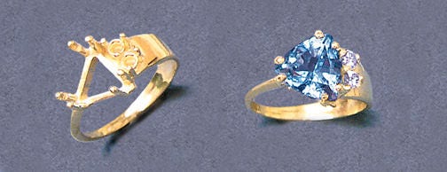 Solid Sterling Silver or 14kt Gold 9-10mm Trillion Cut Accent Pre-Notched Blank Ring Size 7 (Setting 163 477/143 477) - Perfect for Jewelry Making, Engagement Rings & Custom Wedding Bands