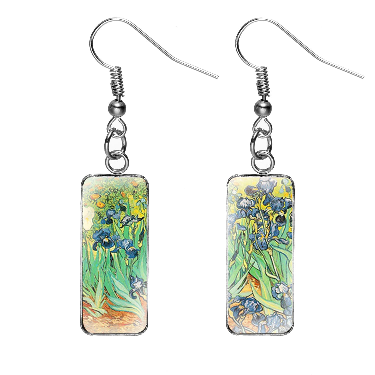 Van Gogh Starry Night & Sunflower Drop Dangle Earrings - Abstract Art Glass Jewelry for Women & Girls | Perfect for Date Night, Parties & Art Lovers Gifts