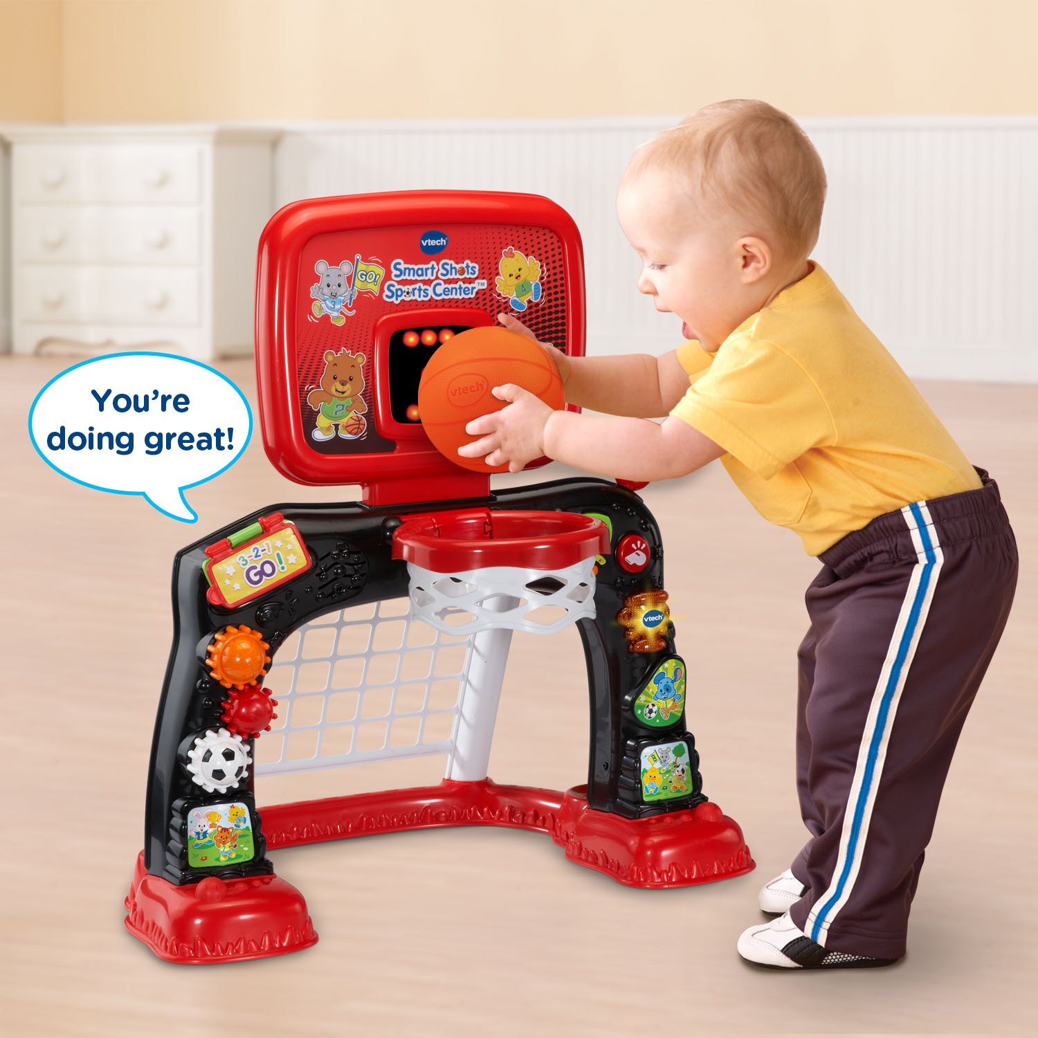 VTech Smart Shots Sports Center - Interactive Basketball & Soccer Toy for Toddlers & Kids Ages 1-3 Years - Early Learning Activity Toy for Motor Skills Development - Perfect for Playrooms, Daycares & Birthday Gifts