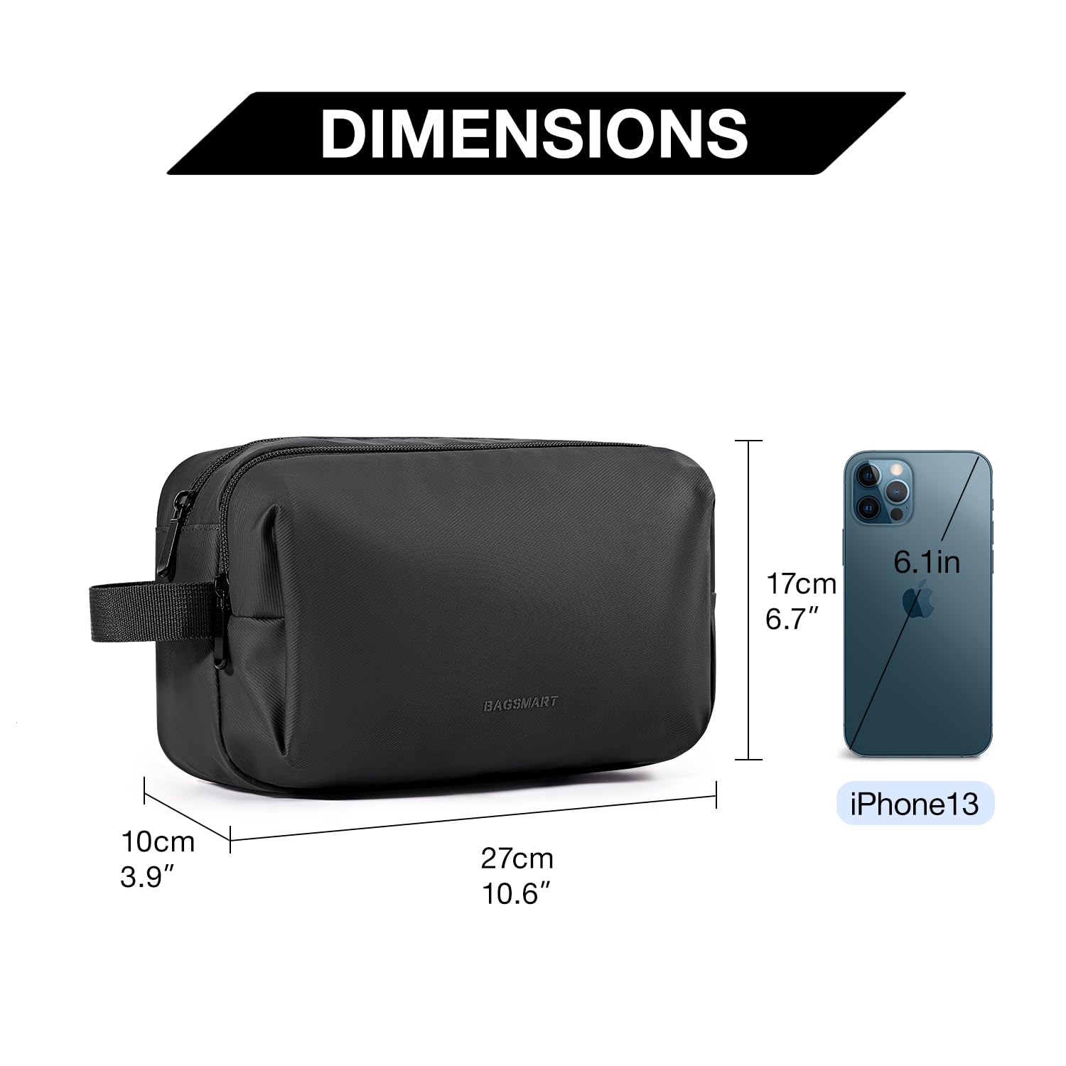 BAGSMART Waterproof Travel Toiletry Bag for Men - Shaving Dopp Kit Organizer with Multiple Pockets for Toiletries Accessories | Perfect for Gym, Business Trips & Vacation Essentials (Black)