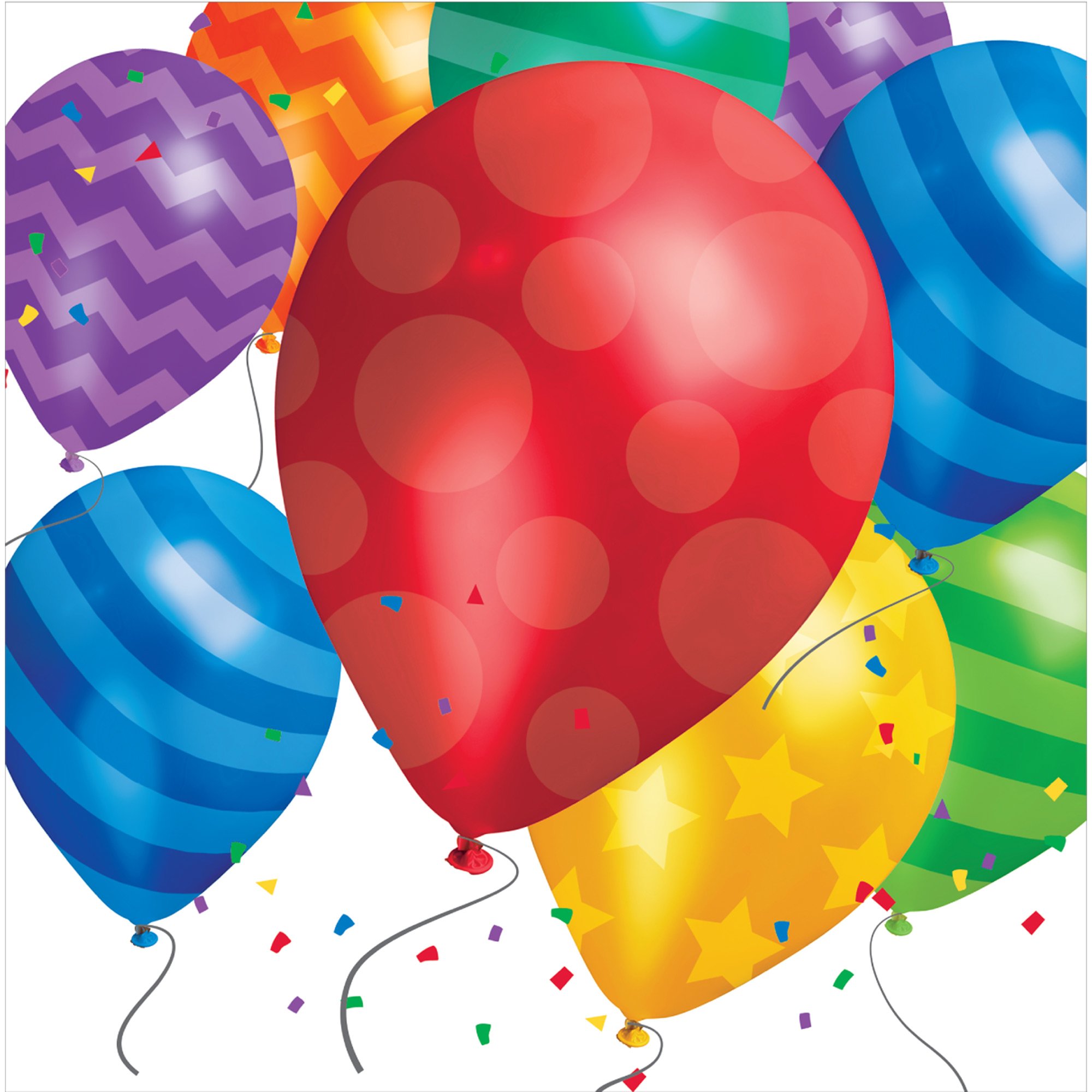 Creative Converting Party Napkins - 50 Count, Colorful Balloon Blast Design for Lunches, Birthdays & Celebrations | Disposable Paper Napkins for Kids Parties, Picnics & Family Gatherings