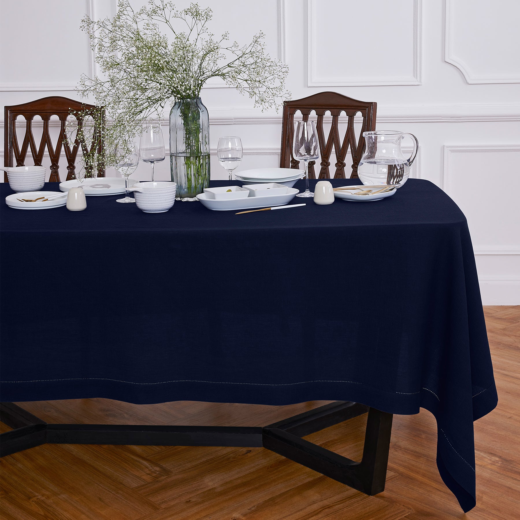 Elegant Sonoma Hemstitch Tablecloth - Premium Cotton Dining Table Cover for Formal Dinners & Special Occasions