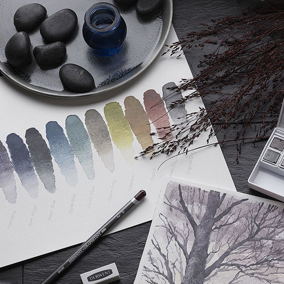 Derwent Graphitint Paint Pan Travel Set - 24 Watercolor Pencils for Artists, Sketching & Outdoor Painting - Perfect for Travel, Plein Air & Art Classes