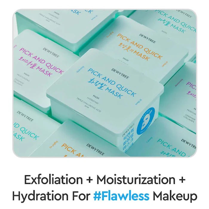 Dewytree Pick And Quick Full Face Sheet Mask 30 Pack (300ml) - Hydrating & Brightening for Glowing Skin - Perfect for Spa Nights & Skincare Routines