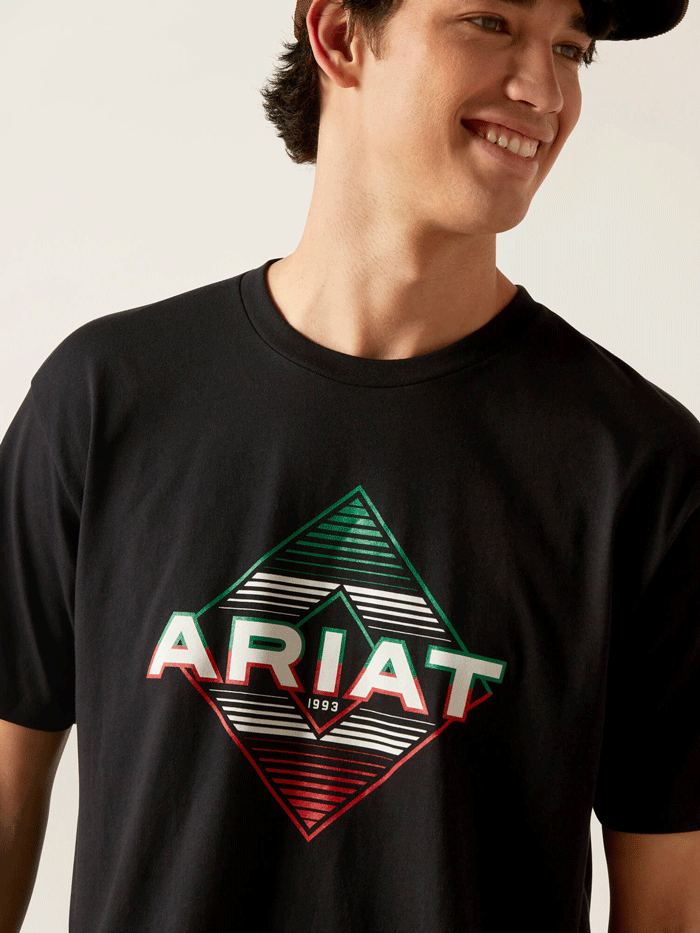 Ariat Men's Durango Diamond Short Sleeve T-Shirt - Black | Comfortable Cotton Tee for Casual Wear, Outdoor Activities & Work