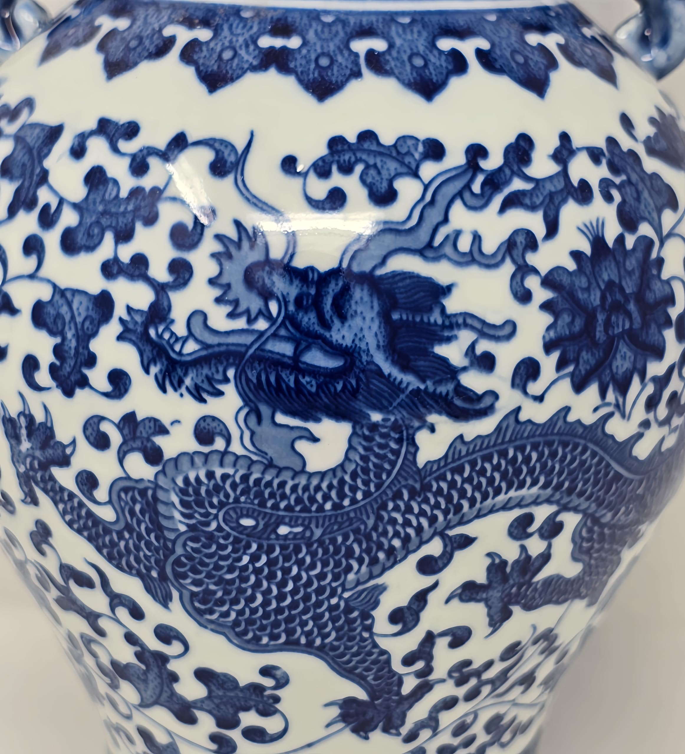 Handcrafted Blue and White Dragon Porcelain Vase from Jingdezhen China - Traditional Chinese Ceramic Art for Home Decor, Wedding Gift & Luxury Interior Design