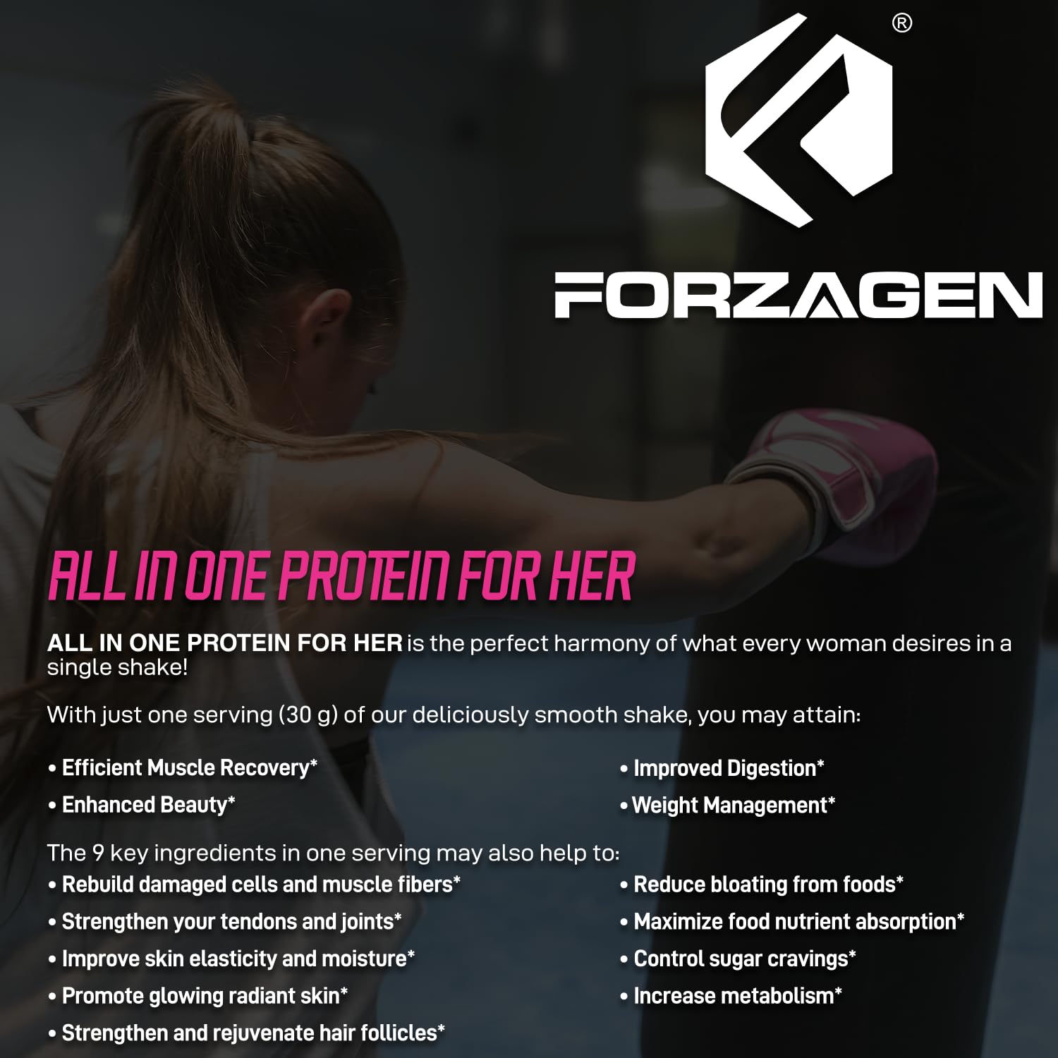 Forzagen All-in-One Protein Powder for Women | Multi Collagen Peptides & Hydrolyzed Collagen Supplement | Supports Gut Health, Muscle Recovery & Skin Elasticity | Ideal for Pre-Workout, Post-Workout & Daily Wellness | Vanilla Flavor, 30+ Servings | Perfect for Smoothies, Shakes & Active Lifestyles