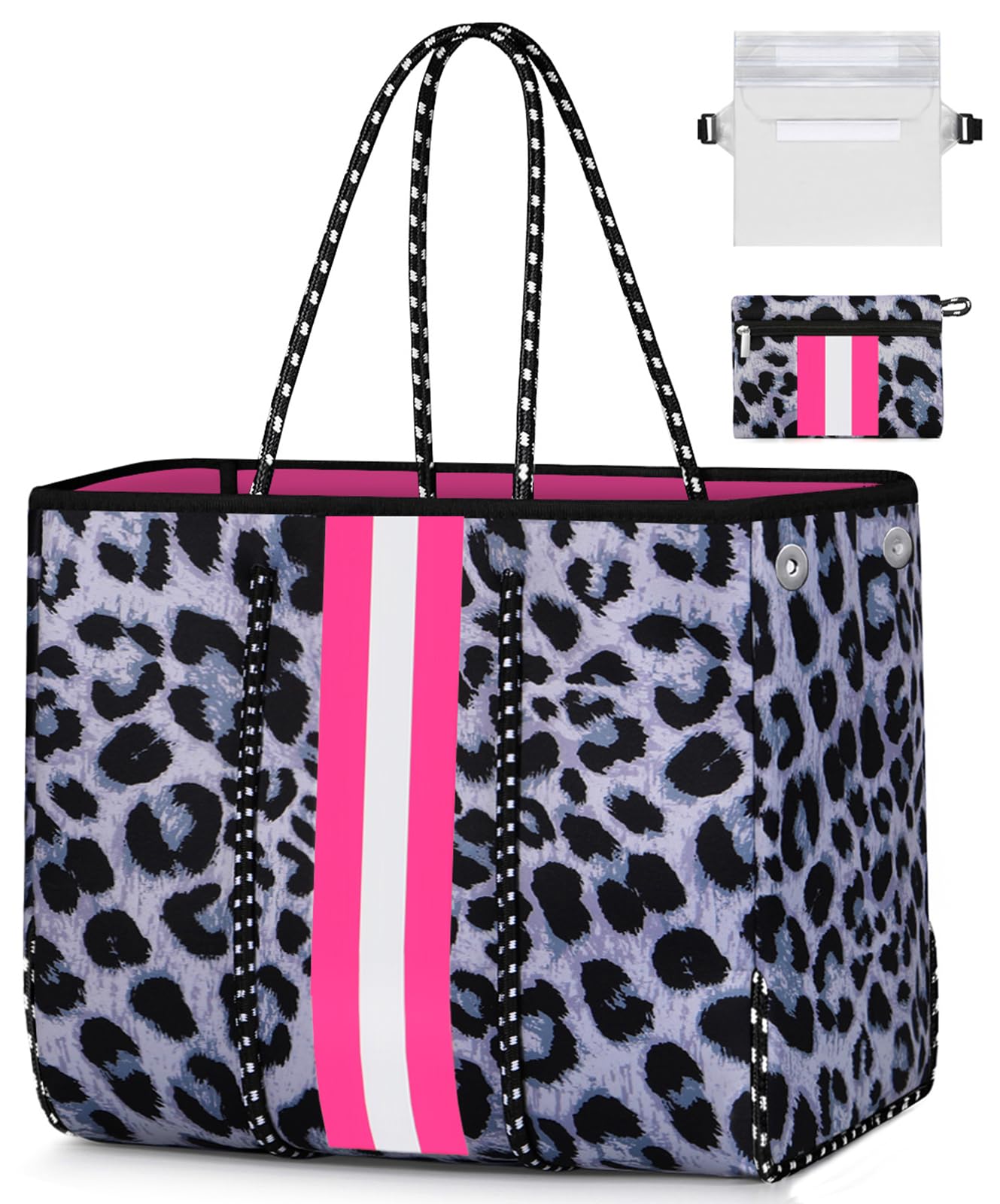 IBFUN Large Neoprene Tote Bag - Waterproof Multipurpose Beach Bag for Women with Inner Pocket - Perfect for Pool, Gym, Travel & Shopping