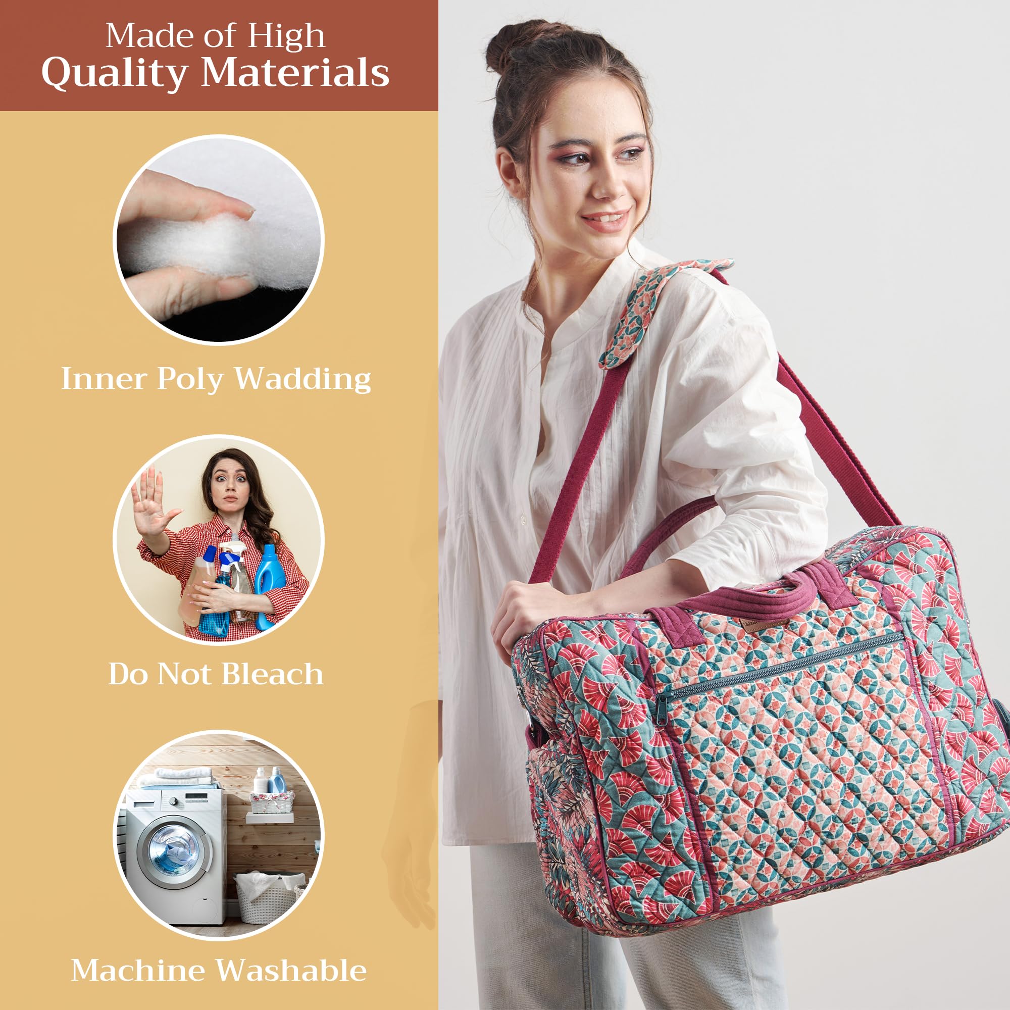 Maison d'Hermine 100% Cotton Women's Shoulder Bag with Zip Pockets - Perfect for Beach, Shopping, Travel & Hiking | Durable & Stylish Handbag for Everyday Use