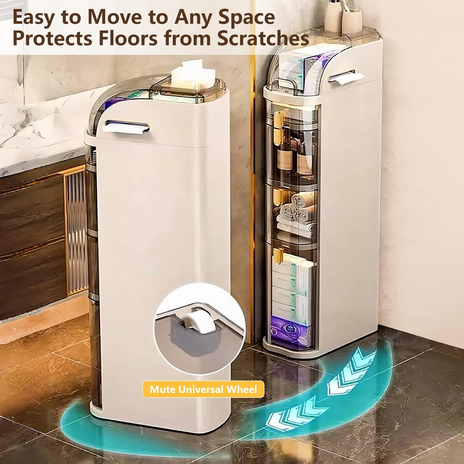 4-Tier Narrow Bathroom Storage Cabinet - 7.1