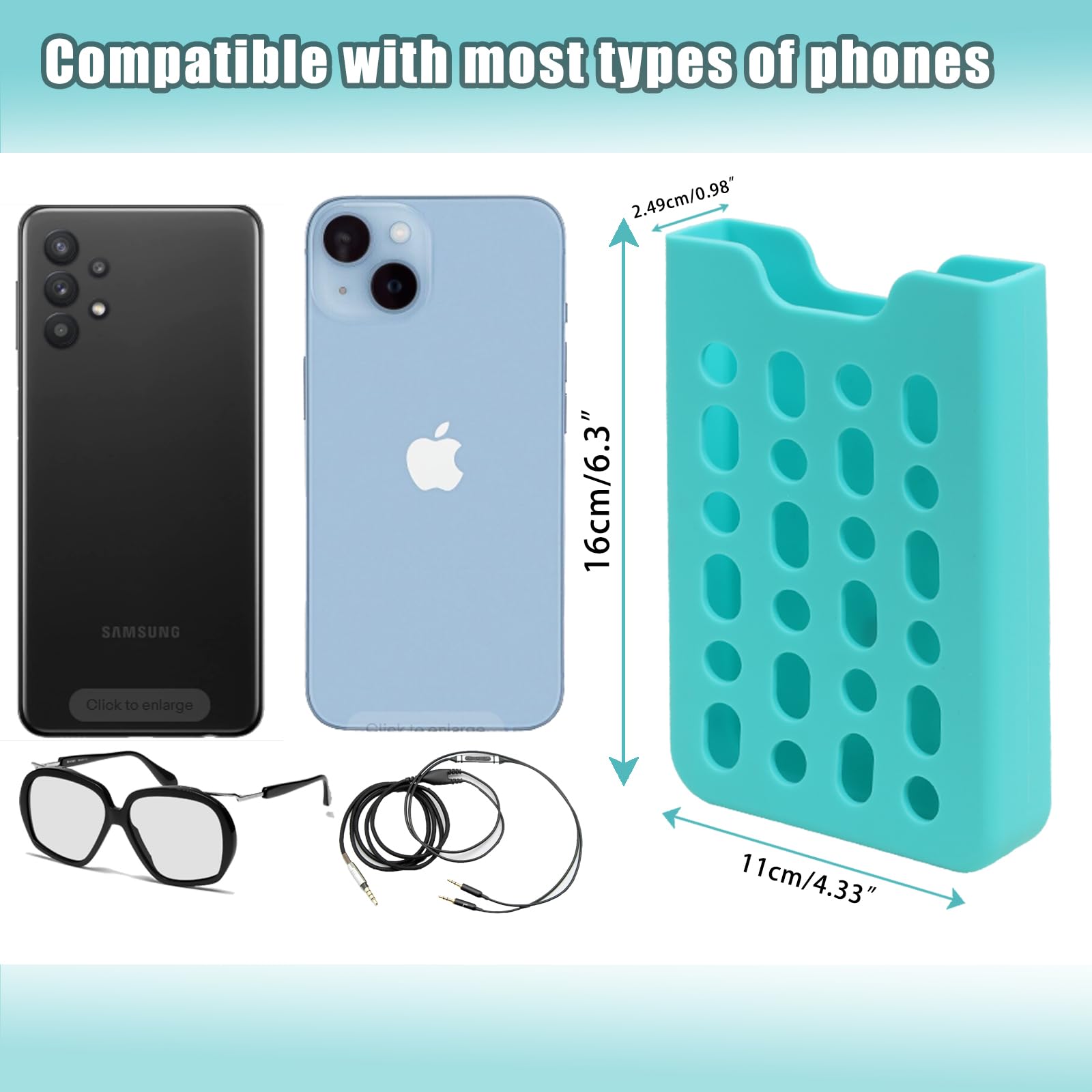 Bogg Bag Accessories Set - Silicone Phone Holder, Keychain Holder & Hook for Bogg Bags (Blue) | Perfect for Beach, Pool & Outdoor Activities