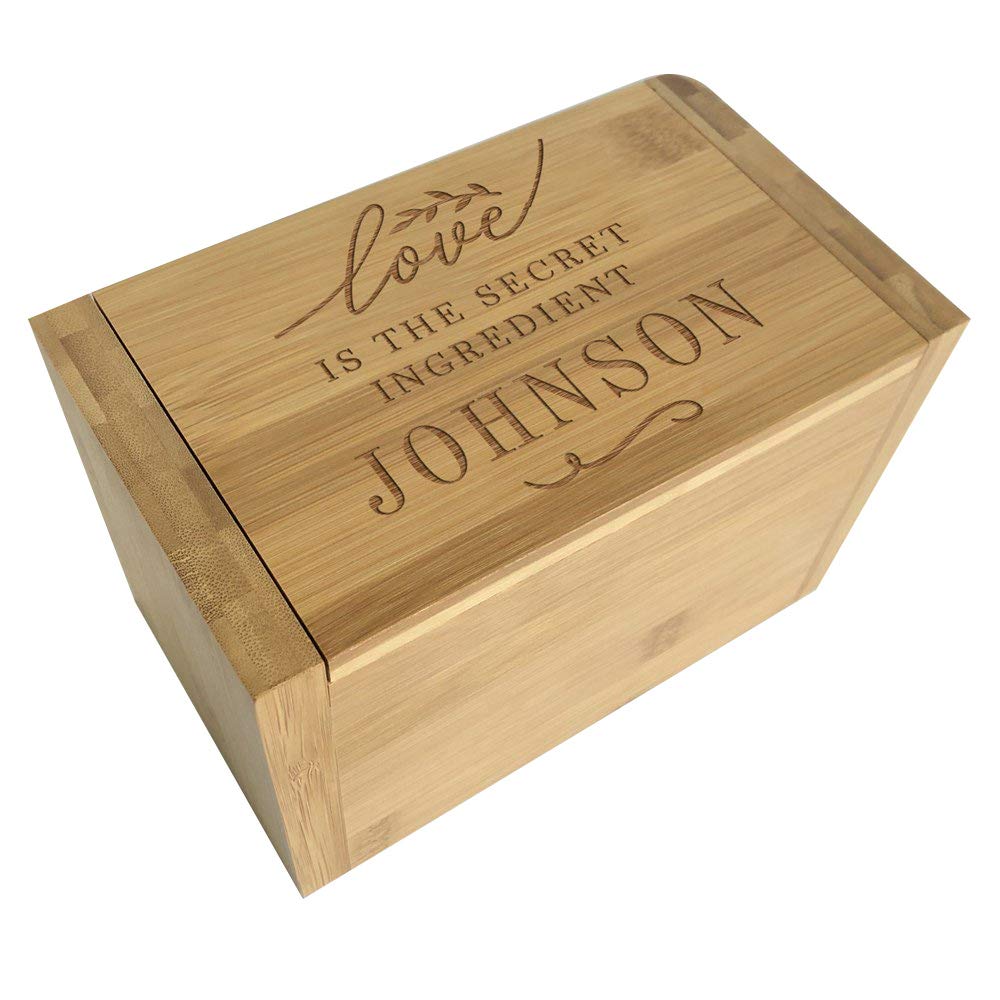 Personalized Engraved Recipe Box - Secret Ingredient Gift for Home Chefs & Cooking Enthusiasts | Perfect for Kitchen Organization & Family Recipe Storage
