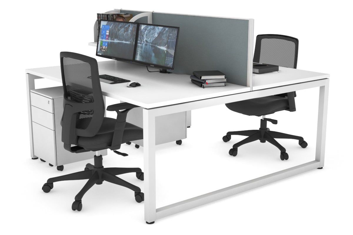 Quadro Loop Legs 2 Person Office Workstation - 1600L x 800W with Cable Management - Modern Shared Desk for Collaborative Workspaces & Home Offices