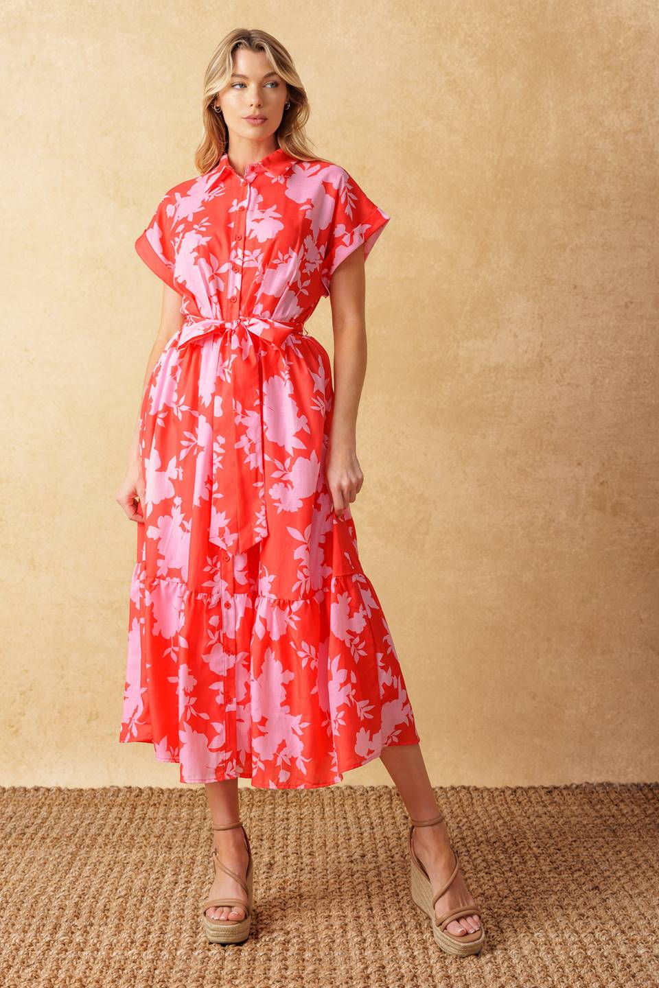 Stylish MAKE IT COUNT Woven Midi Dress for Women - Perfect for Office, Date Night & Summer Outfits