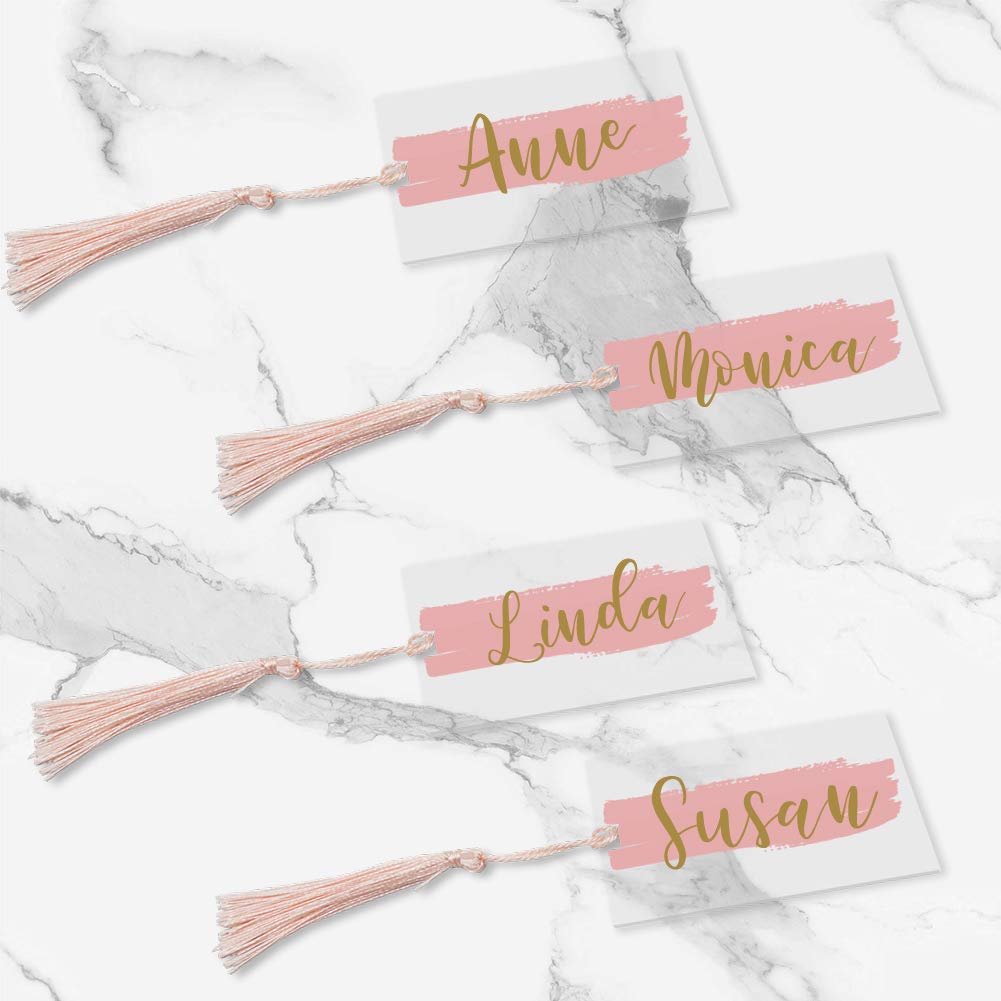20 Pack Clear Acrylic Place Cards for Weddings - Blank Rectangular Name Cards with Hole | Perfect for Handwritten Calligraphy, Seating Escort Cards & DIY Crafts (3.5x2 Inch) | Ideal for Wedding Reception, Bridal Shower & Event Table Decorations