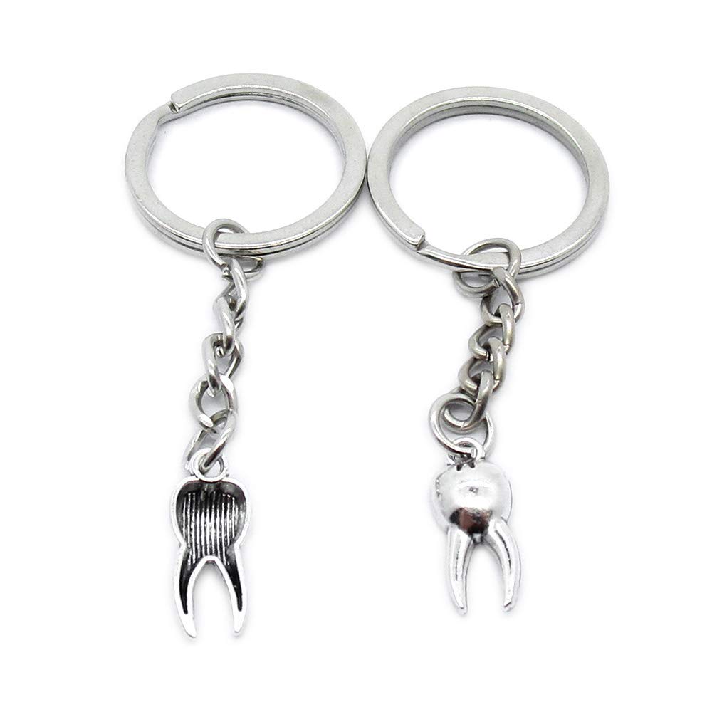 Vintage Silver Metal Keychain - Antique Tooth Key Ring for Keys, Gifts & Collectibles | Perfect for Home, Office, Travel & DIY Accessories
