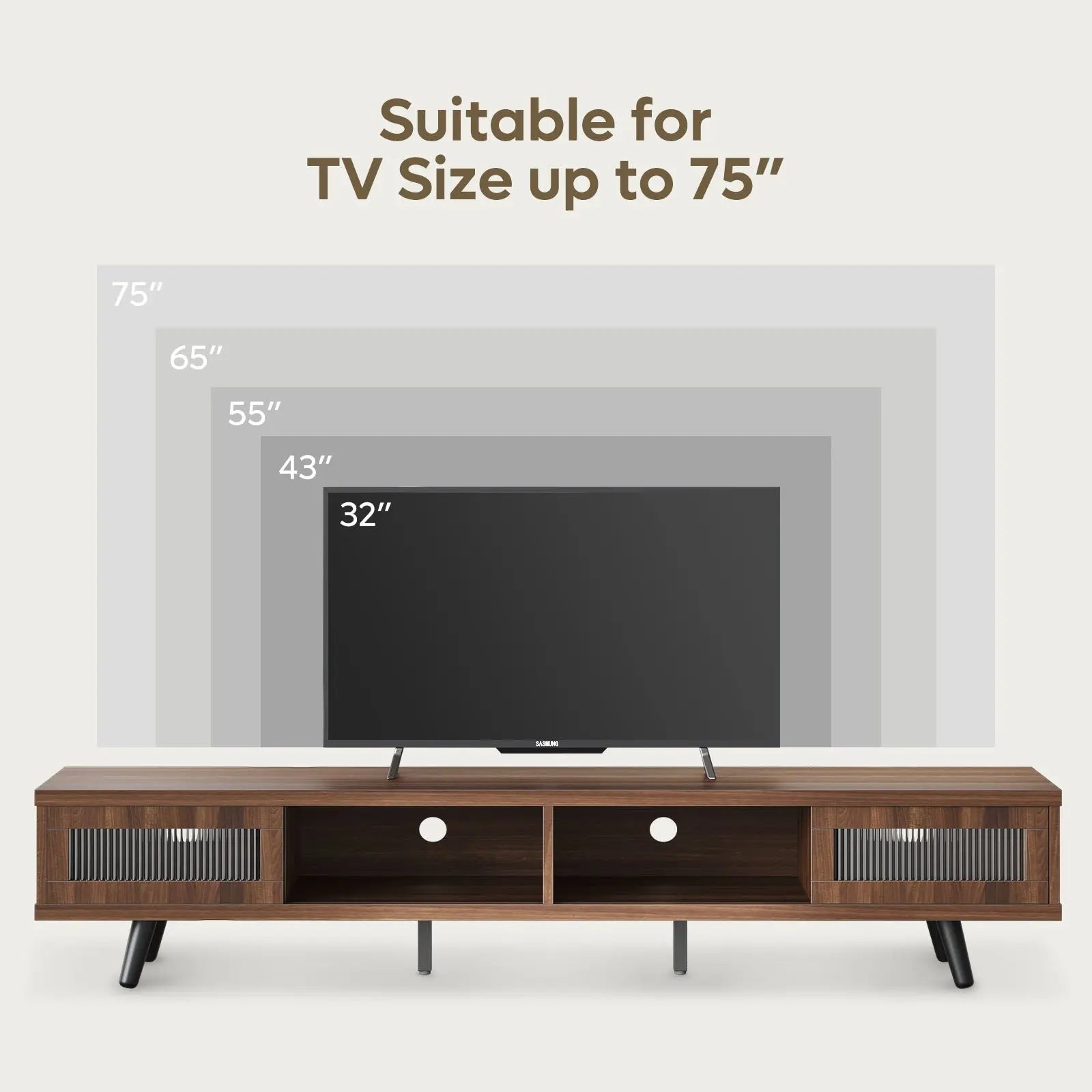 Bestier 70 Inch LED Modern Low Profile TV Stand with Storage - Slim Entertainment Center for Living Room, Bedroom & Home Theater - Perfect for Mounting Flat Screen TVs & Organizing Media Devices