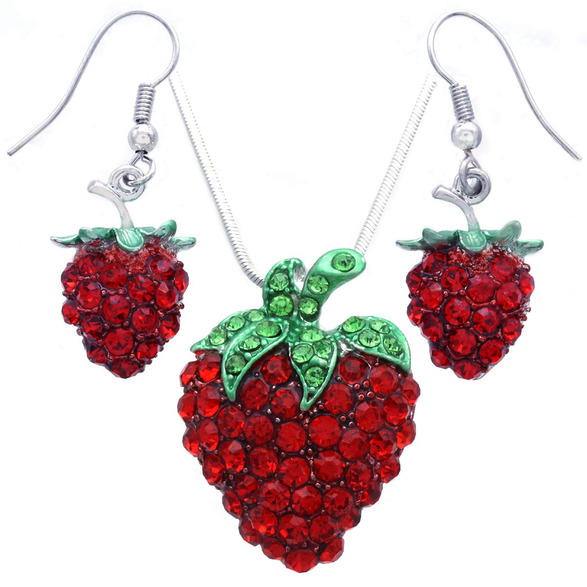 Red Strawberry Apple Fruit Pendant Necklace Charm - Cute Fashion Jewelry for Women - Perfect Gift for Birthday, Valentine's Day & Everyday Wear