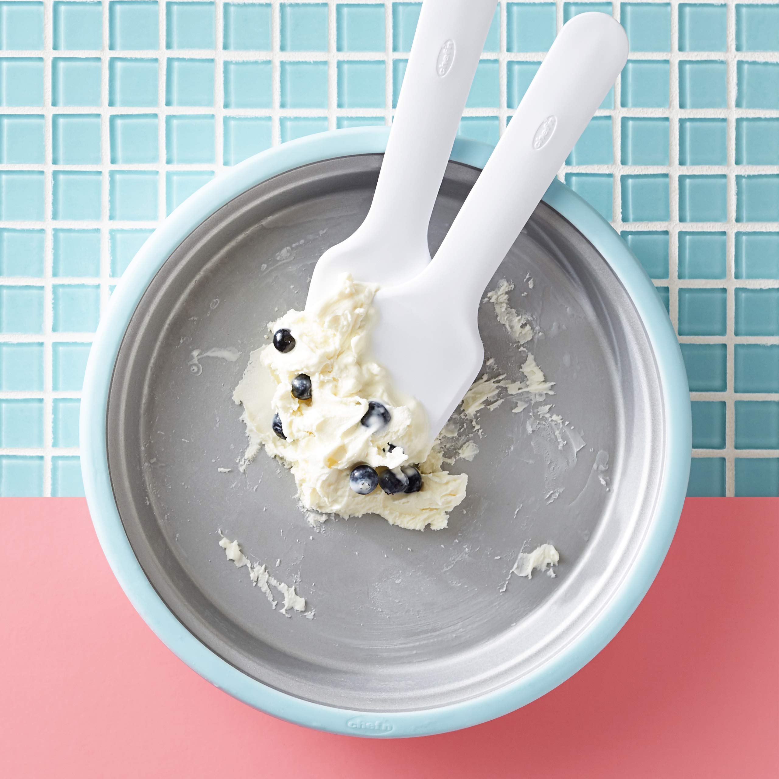 Chef'n 5255870 Sweet Spot Ice Cream Maker with Recipe Book - Blue Glow | Homemade Ice Cream Machine for Parties, Desserts & Family Fun