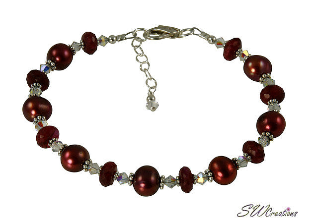 Ruby Moonstone Gemstone Pearl Bracelet for Women - Elegant Handmade Jewelry for Wedding, Party & Everyday Wear