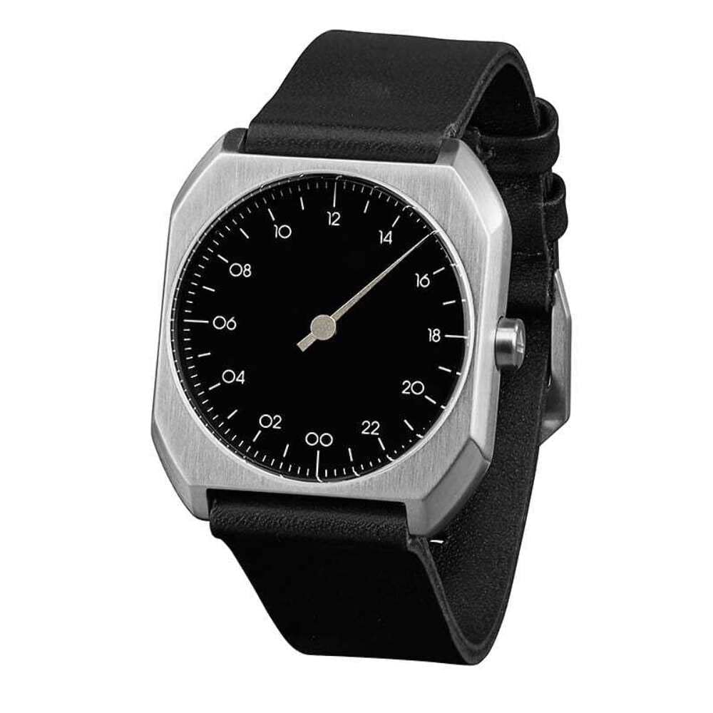 Mo 06 - Black Leather Silver Case Unisex Quartz Watch with Analog Display | Water Resistant | Perfect for Business, Casual & Everyday Wear