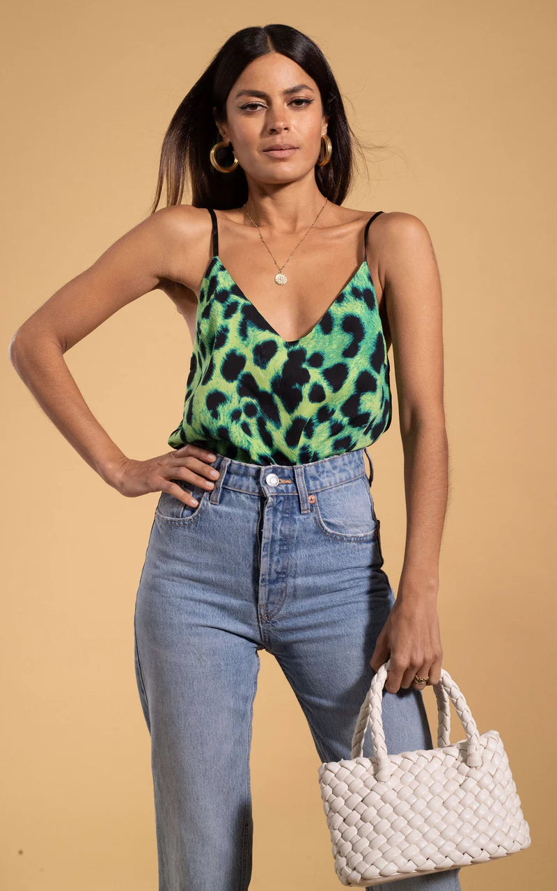 Birdie Cami Top - Lime Leopard Print Women's Stretchy Tank Top | Perfect for Yoga, Summer Outfits & Casual Wear