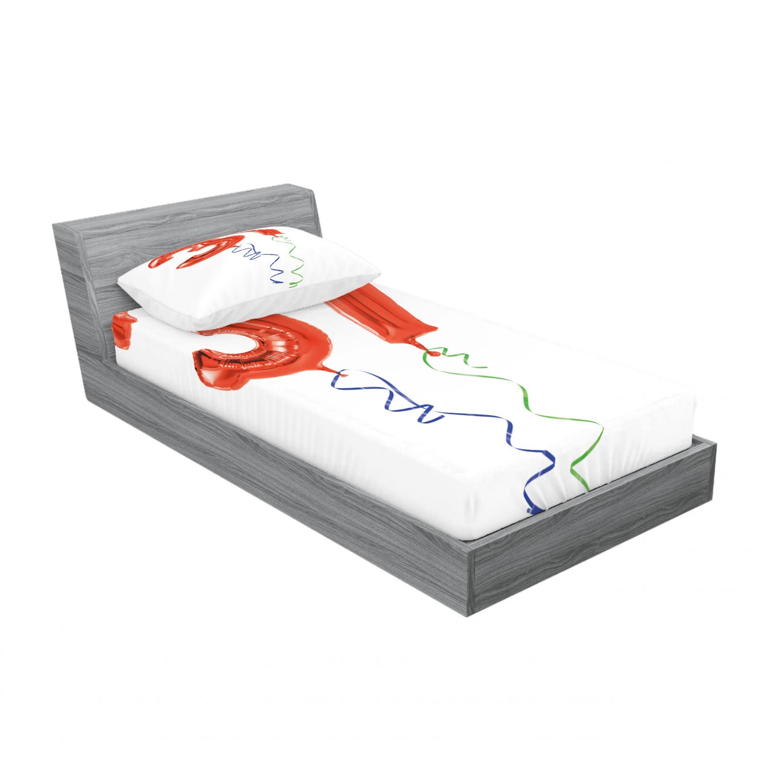 Ambesonne 2-Piece Birthday Bedding Set - Twin Size Fitted Sheets & Pillow Shams - Funny 
