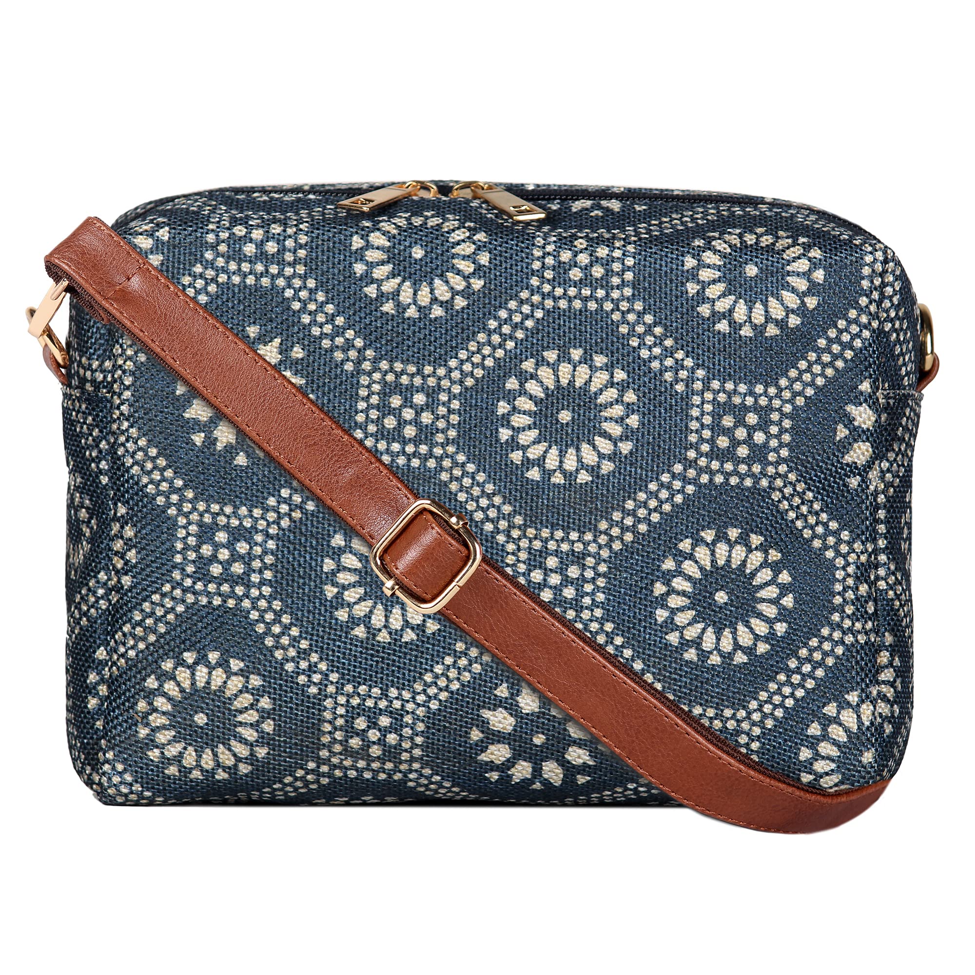 THE CLOWNFISH Isla Printed Crossbody Bag for Women - Adjustable Shoulder Strap, Handmade Fabric Purse with Unique Design - Perfect for Casual Outings, Parties & College Campus Life