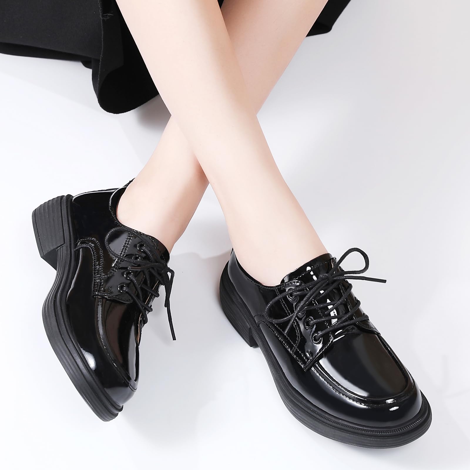 Women's Classic Oxford Shoes - Leather Lace-Up Round Toe Flat for Business & Office | Non-Slip Comfortable Dress Shoes for Work & Casual Wear | Perfect for Professional Women, Daily Commute & Formal Occasions