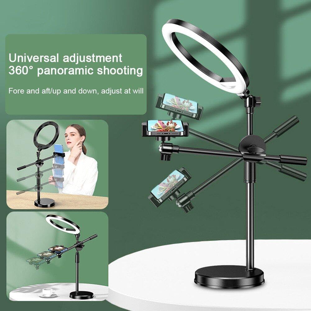 HiyyFloy Adjustable 360° Rotating Phone Mount with Light - Overhead Phone Stand for Cooking, Filming, Live Streaming & Video Recording - Perfect for YouTube, TikTok & Social Media Content Creation