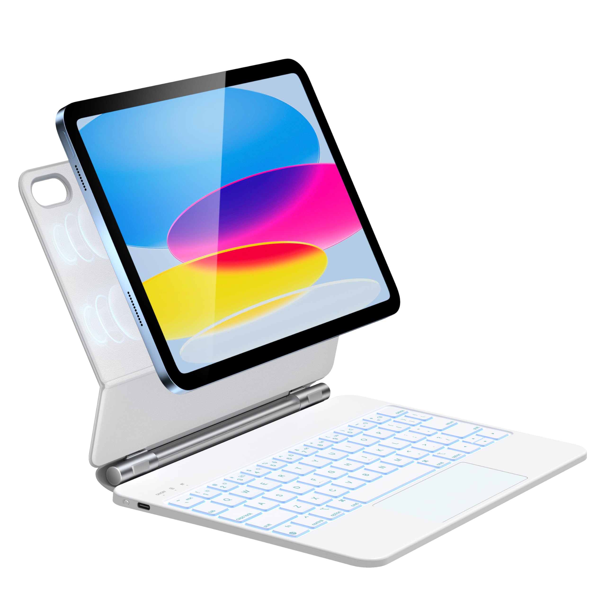 Magnetic Bluetooth Keyboard Case for iPad 11 inch (2025/10th Gen A16) - Slim PU Leather Cover with Multi-Touch Trackpad, Floating Stand & 7-Color Backlit | Perfect for Work, Study & Travel
