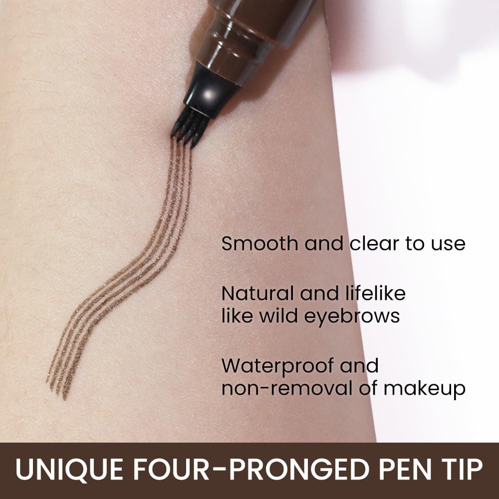 2Pcs Eyebrow Pen Set - Waterproof Microblading Eyebrow Pencil with 4 Tips for Natural Looking Brows, Long Lasting Eyebrow Makeup Kit for Daily Use & Professional Contouring | Perfect for Beginners, Salon & Everyday Makeup Routine