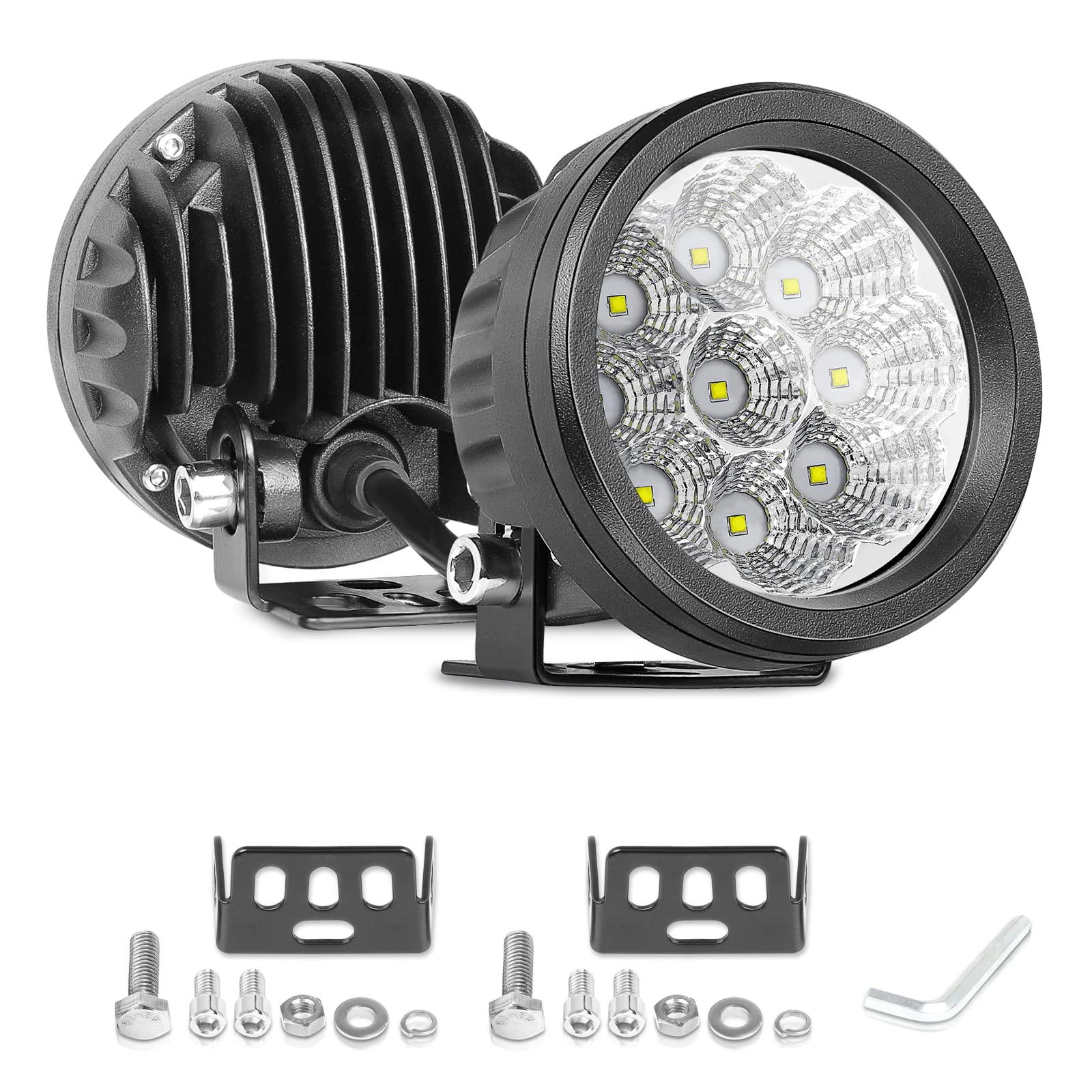 Nirider 2PCS 72W 3.5 Inch Round LED Pods - 12V Flood Beam Driving Lights, Work Light Bar for Off-Road, Backup, Ditch & Fog - Perfect for Trucks, 4x4, ATV, UTV, Boats | Durable & Bright for Night Driving, Camping & Outdoor Adventures