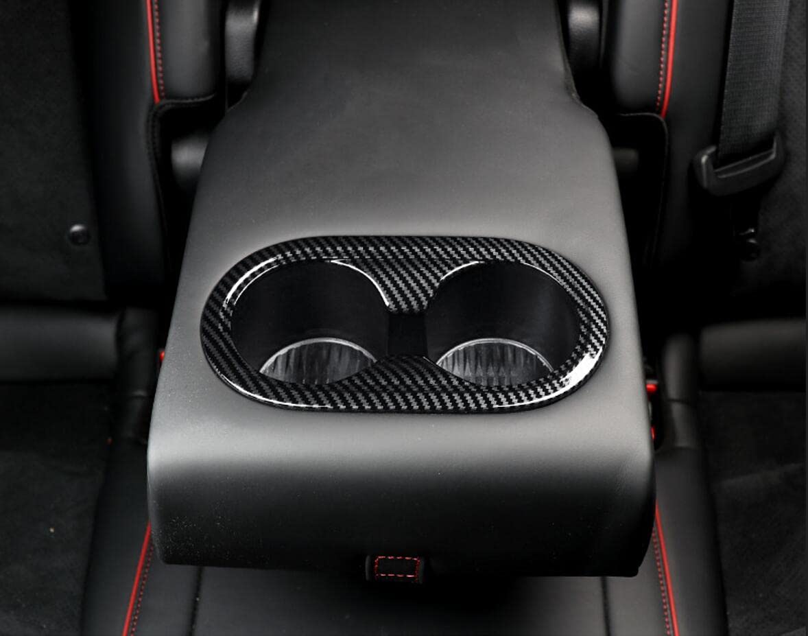 Premium Carbon Fiber Rear Seat Cup Holder Cover - Compatible with 2022 Genesis GV70 | Durable Protective Frame for Coffee & Water Bottles | Car Interior Accessories for Luxury SUVs