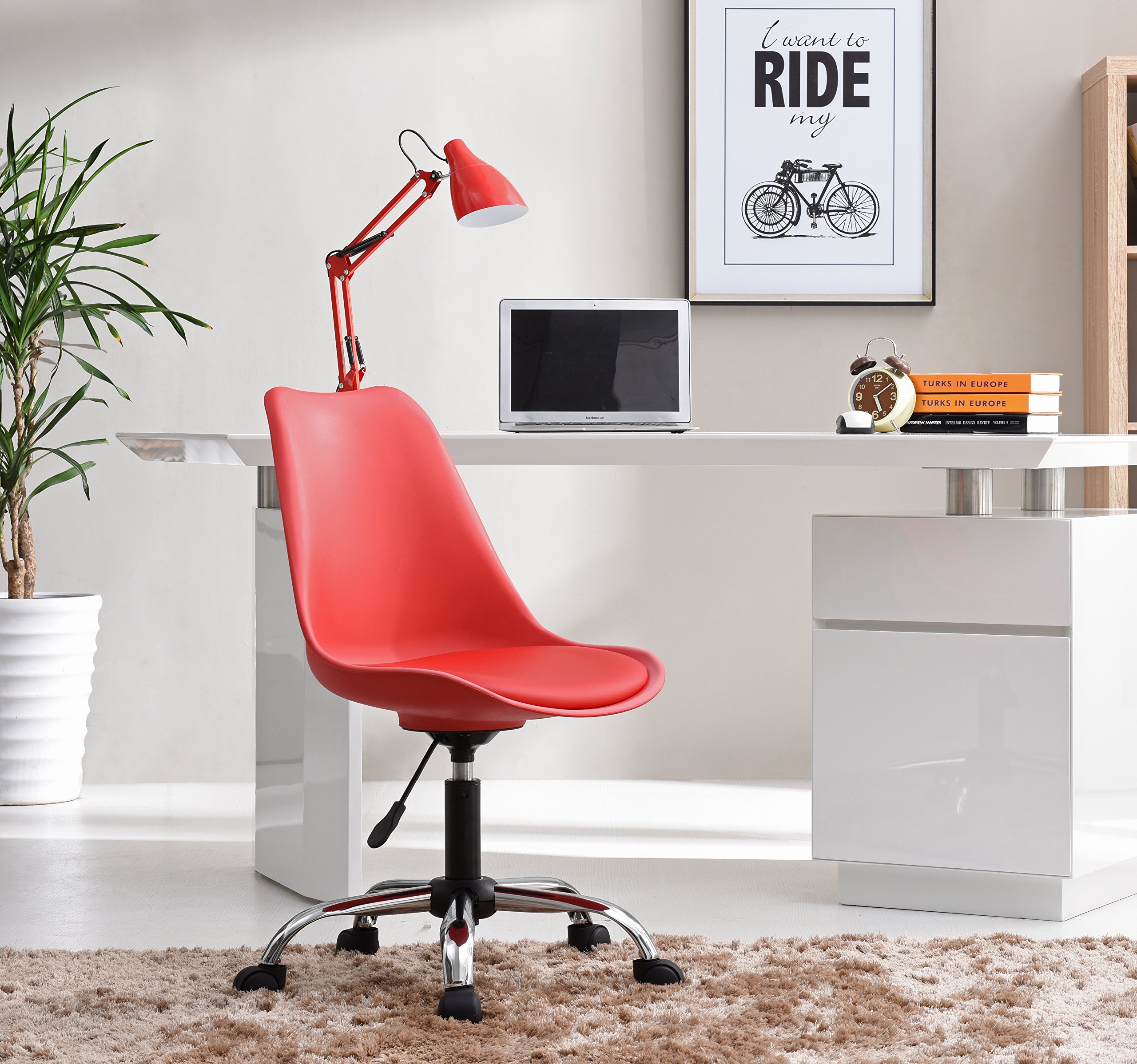 Hodedah Import Armless Office Chair with Seat Cushion - Ergonomic Comfort for Home & Workspace - Perfect for Small Spaces, Study Rooms, and Office Desks