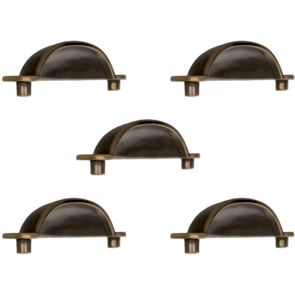 Vintage Bronze Shell Cup Pulls - 5Pcs Zinc Alloy Cabinet Handles 3.15