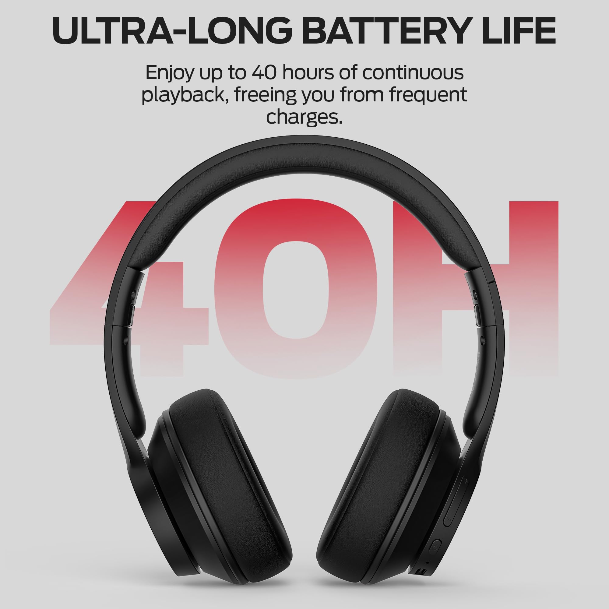 Monster Mission 100 Wireless Bluetooth Headphones - Over Ear Headphones with Deep Bass, HD Calls, 40H Battery Life, Bluetooth 5.4, Lightweight Comfort for Travel, Work, Gaming & Music (Black)
