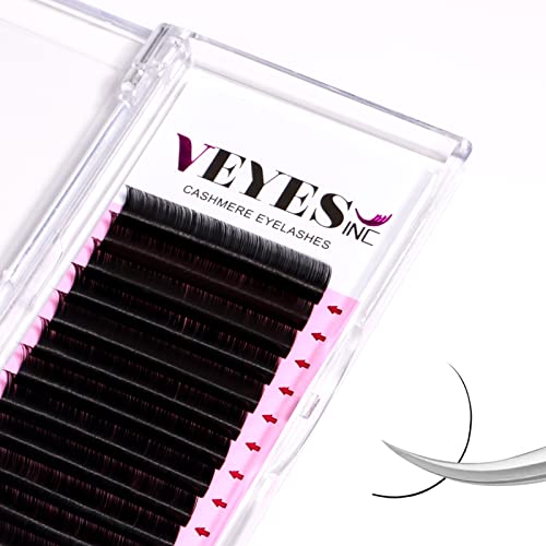 VEYES INC Professional Cashmere Volume Lash Extensions - 03 05 07 C/CC/D Curl 8-20mm Mixed & Single Length - Super Matte Black Individual Eyelashes Tray - Premium Lash Tech Supplies (0.03 C 12mm) - Perfect for Salon, Bridal & Special Occasion Makeup