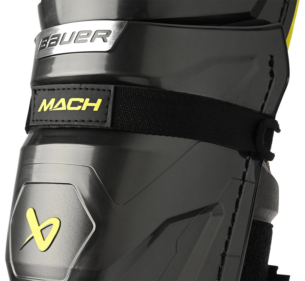 Bauer Supreme Mach Intermediate Ice Hockey Shin Guards - Youth & Adult Protective Gear for Hockey Players - Perfect for Training, Games & Competitive Play