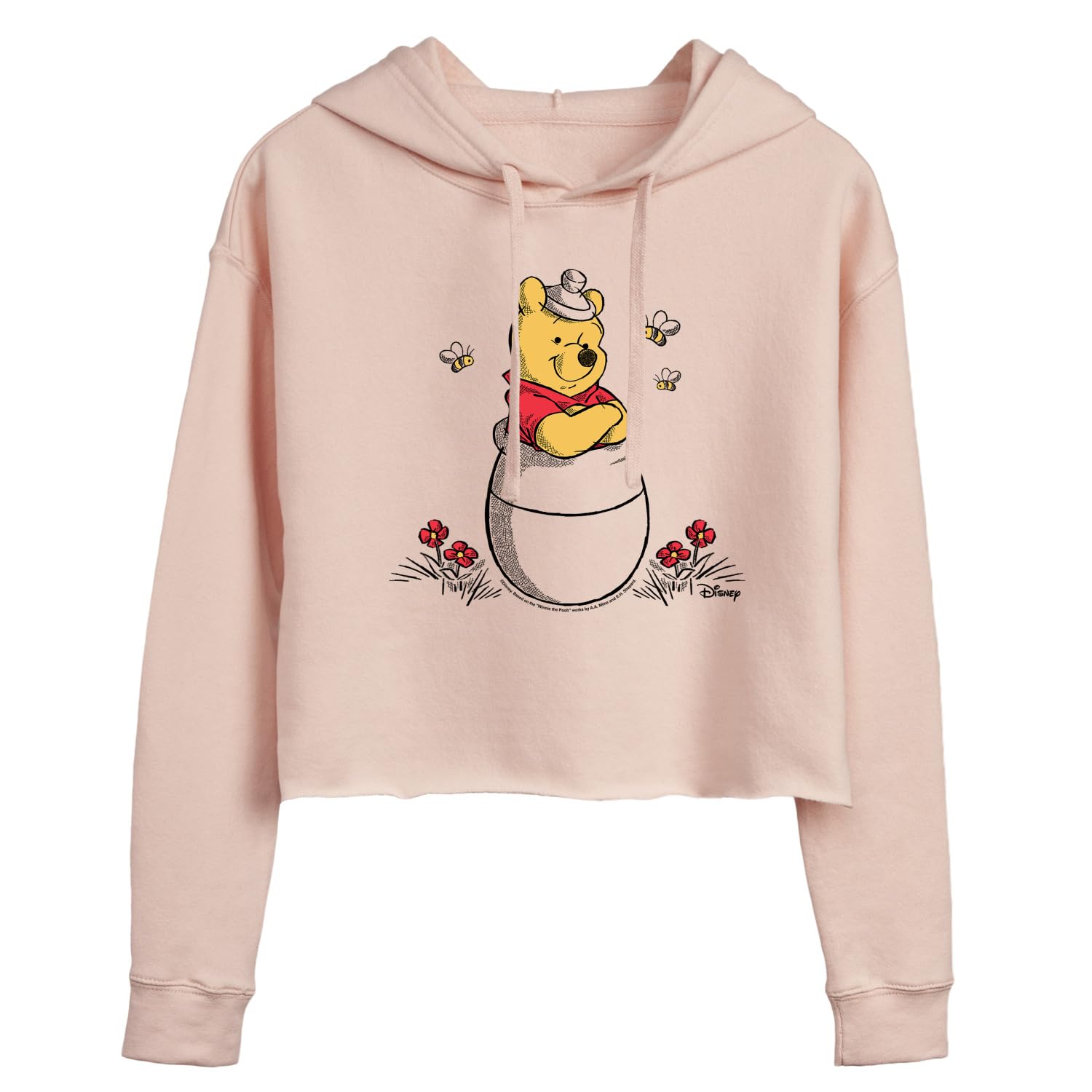 Disney Winnie the Pooh Honey Pot Bees Juniors Cropped Pullover Hoodie - Cute Casual Sweatshirt for Women & Teens - Perfect for Disney Fans, Theme Parks & Cozy Outings